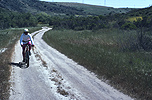 Don riding a Carlsbad ranch road