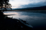 Kayak fishing at Ash Lake near Stevenson, Washington