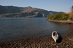 Kayak fishing on the Columbia River near Bingen, Washington