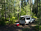 Kayak fishing camp near Goose Lake Washington