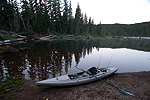 Launching the kayak at the Goose Lake boat ramp