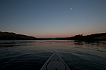 Kayak fishing before sunrise on Lake Celilo