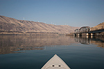 Kayak fishing on Lake Umatilla at the John Day rivermouth