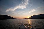 Kayak fishing on Lake Umatilla at sunset