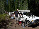 Kayak fishing camp in the Washington Cascade Mountains