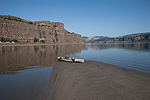 Kayak landing on a Columbia River sandbar near Rowena, Oregon