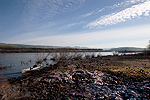 Kayak fishing on the Columbia River near The Dalles, Oregon