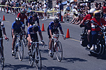A group of riders breaks away from the peleton