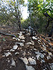 Limestone rock and dirt trail section