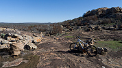 Reflectors mark the trail over the slickrock