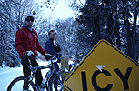 Ron and Don on an icy mountain road