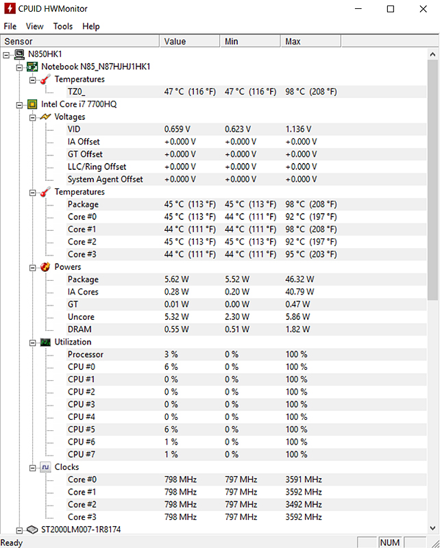 Eluktronics/Clevo N850HK1 CPU running hot at 98°C