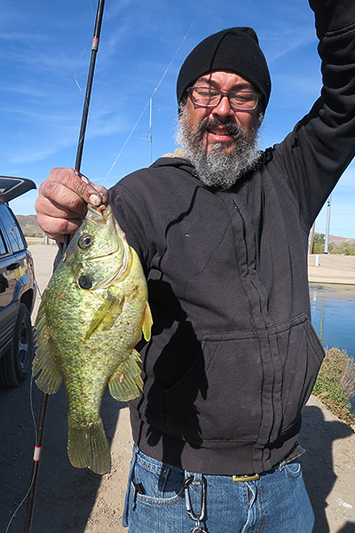 Local Yuma fisherman with a bluegill from the Gila Gravity Canal