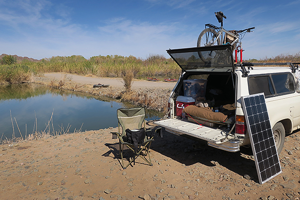 Lakefront campsite at Mittry Lake in southwest Arizona.