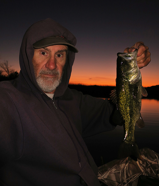 Early morning largemouth bass caught by watermanatwork.com kayak fisherman Ron Barbish.