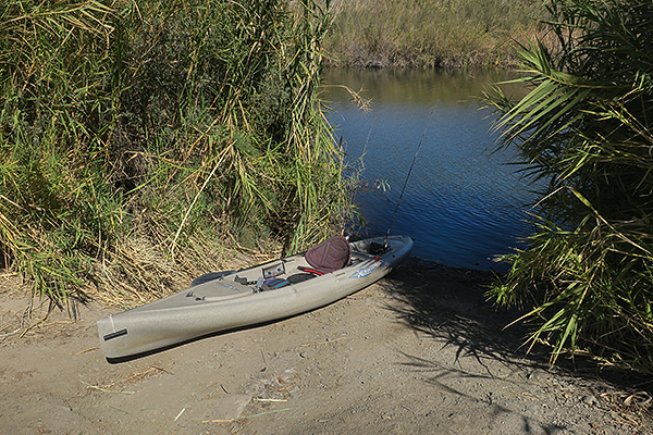 Primitive boat launch ramp on the Gila River backwaters.