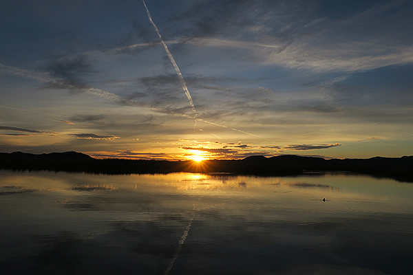 Sunset over Mittry Lake in southwest Arizona.