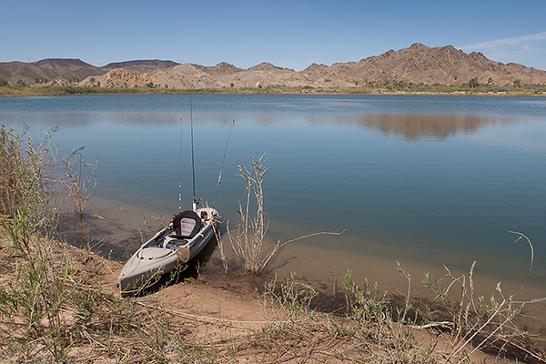 Kayak fishing on the Colorado River with watermanatwork.com
