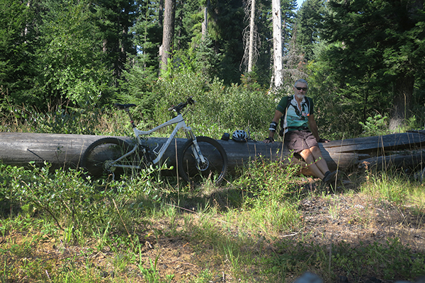 Trail break while mountain biking in the Cascade Mountains