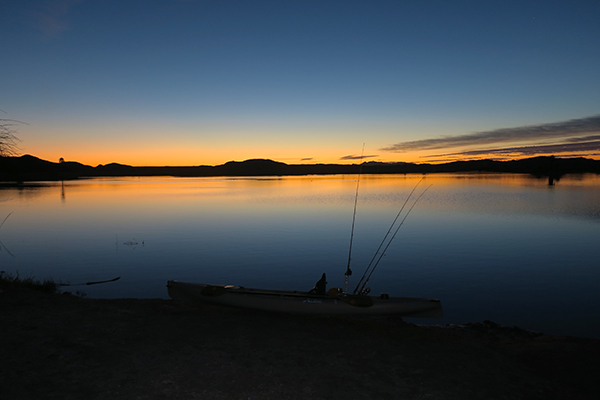 Sunrise launch at Squaw Lake near the Colorado River