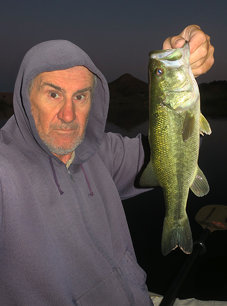 Full moon Colorado River largemouth bass caught by watermanatwork.com kayak fisherman Ron Barbish