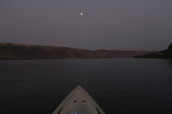 Harvest moon shines over the Columbia River
