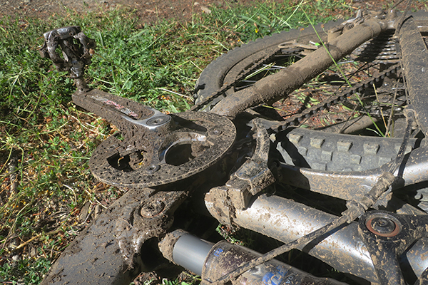 Muddy mountain bike