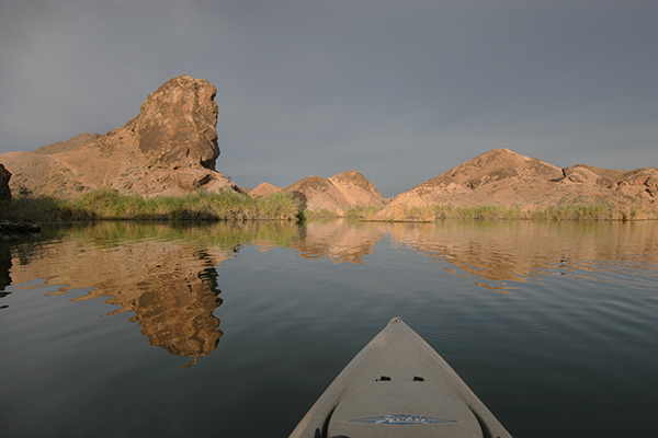 Perfect kayak fishing conditions on the Colorado River