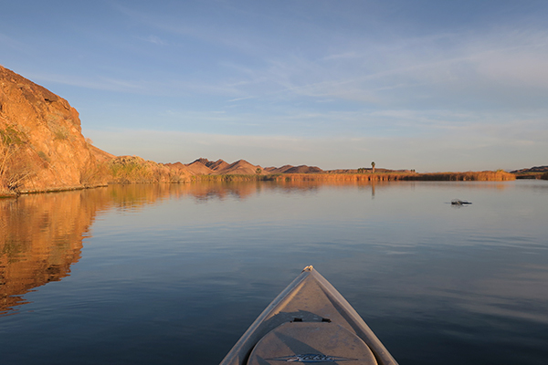 Perfect kayak fishing conditions on the Colorado River