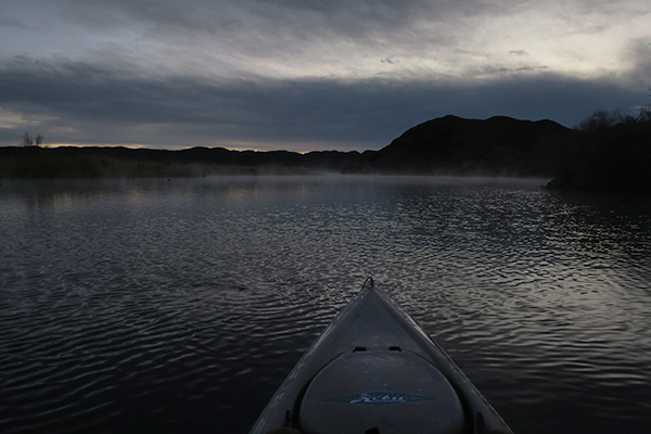 Wind picking up just before sunrise on the Colorado River