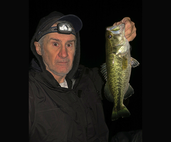 Colorado River largemouth bass caught at night by watermanatwork.com kayak fisherman Ron Barbish