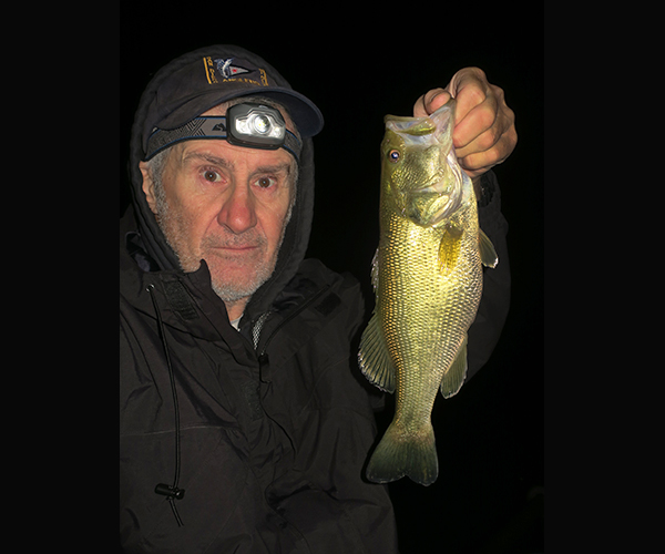 Colorado River largemouth bass caught at night by watermanatwork.com kayak fisherman Ron Barbish