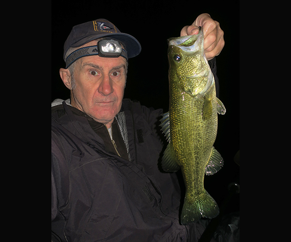 Colorado River largemouth bass caught at night by watermanatwork.com kayak fisherman Ron Barbish