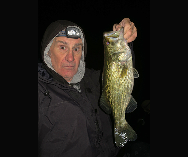 Colorado River largemouth bass caught at night by watermanatwork.com kayak fisherman Ron Barbish