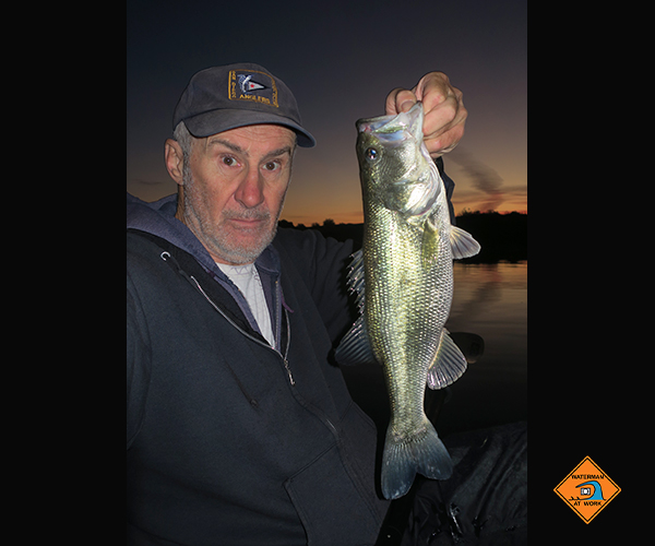 Colorado River largemouth bass caught at dawn by watermanatwork.com kayak fisherman Ron Barbish
