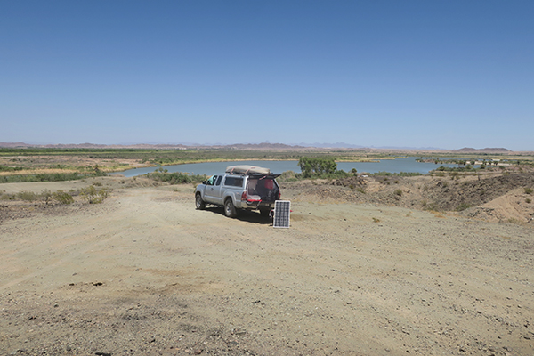 Kayak fishing camp near the Colorado River