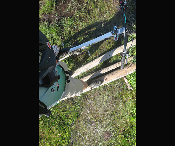 Water crossing on a Cascade Mountain bike adventure