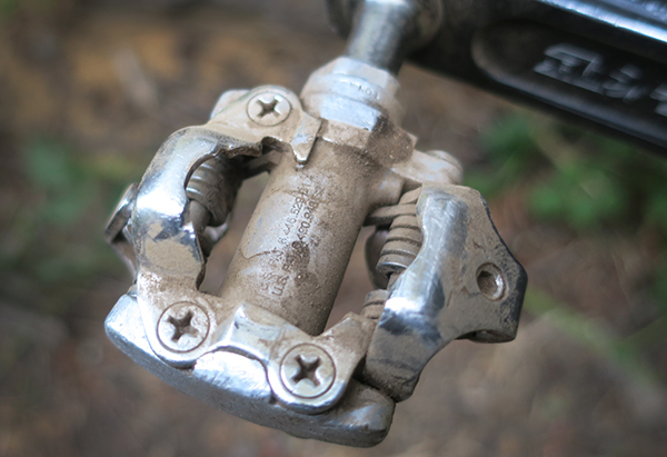 Dusty mountain bike pedal