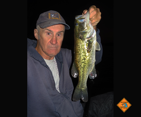 Early morning Colorado River largemouth bass caught by watermanatwork.com kayak fisherman Ron Barbish