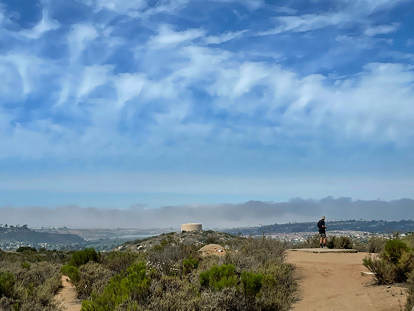 Southern California clouds and marine layer over the beach