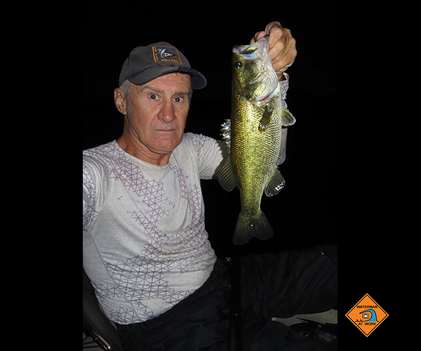 Colorado River largemouth bass caught at night by watermanatwork.com kayak fisherman Ron Barbish