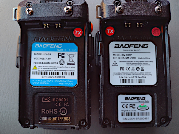 Baofeng UV5R and UV5RTP