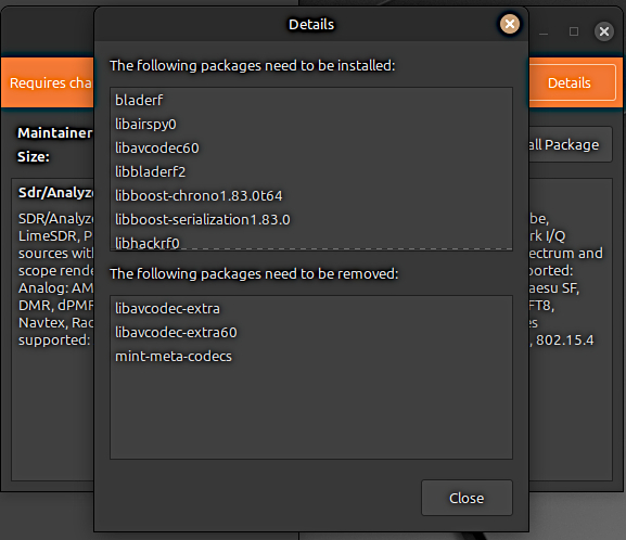 SDRangel Linux Mint files removed